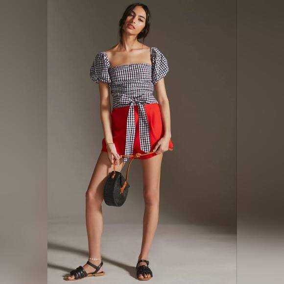 Dolan Left Coast Gingham Puff-Sleeve Shirt L - Picture 5 of 5